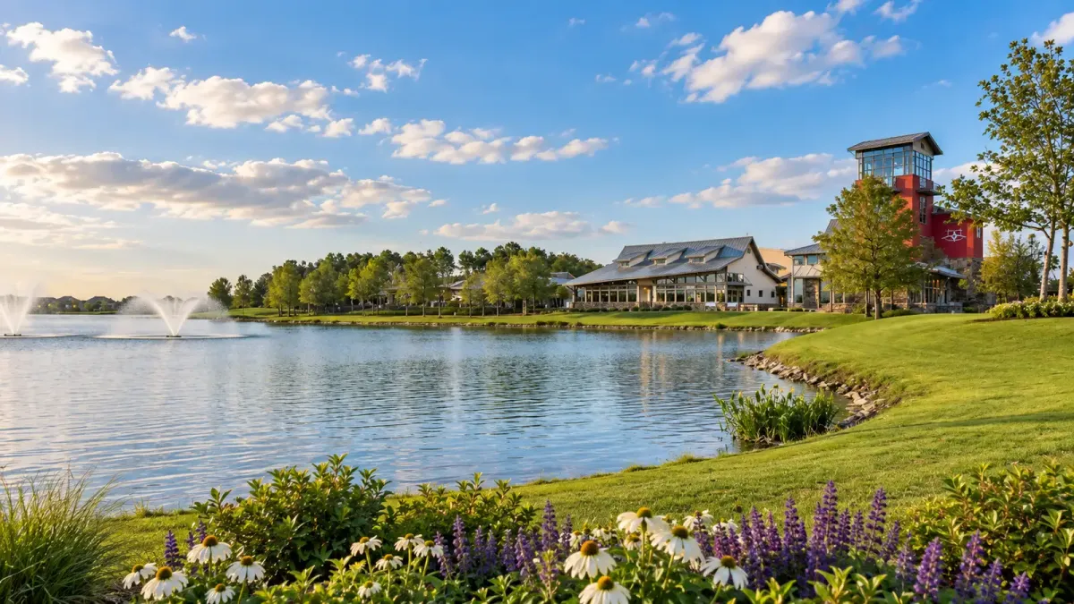 New master-planned homes with mature trees in Fulshear, Texas
