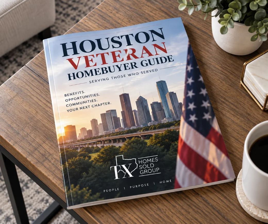 Photo of the printed veteran homebuyer's guide on a table